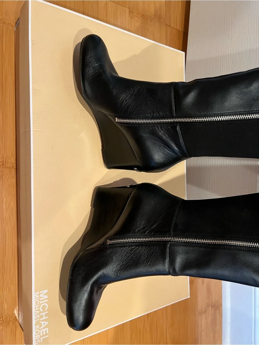 Michael Kors Black Over-the-Knee Wedge Boots